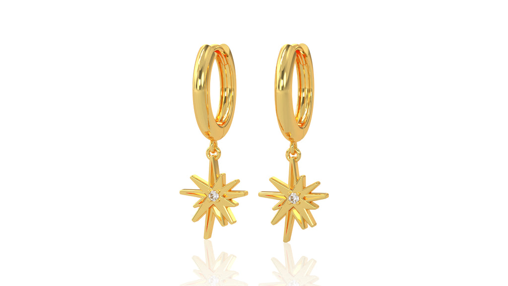 THE BEVERLY HILTON DANGLING STAR HUGGIE EARRINGS